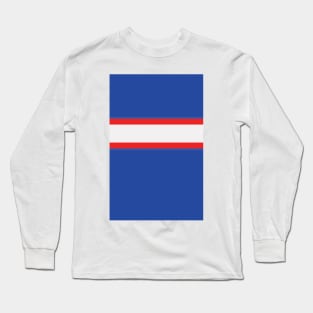 Oldham Athletic Retro 1985 Blue Red White Bar Jersey Long Sleeve T-Shirt